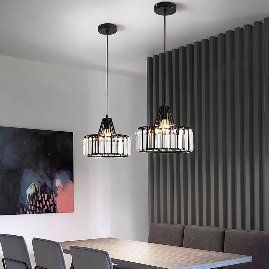 Modern Black Crystal Pendant Light | Elegant Hanging Fixture