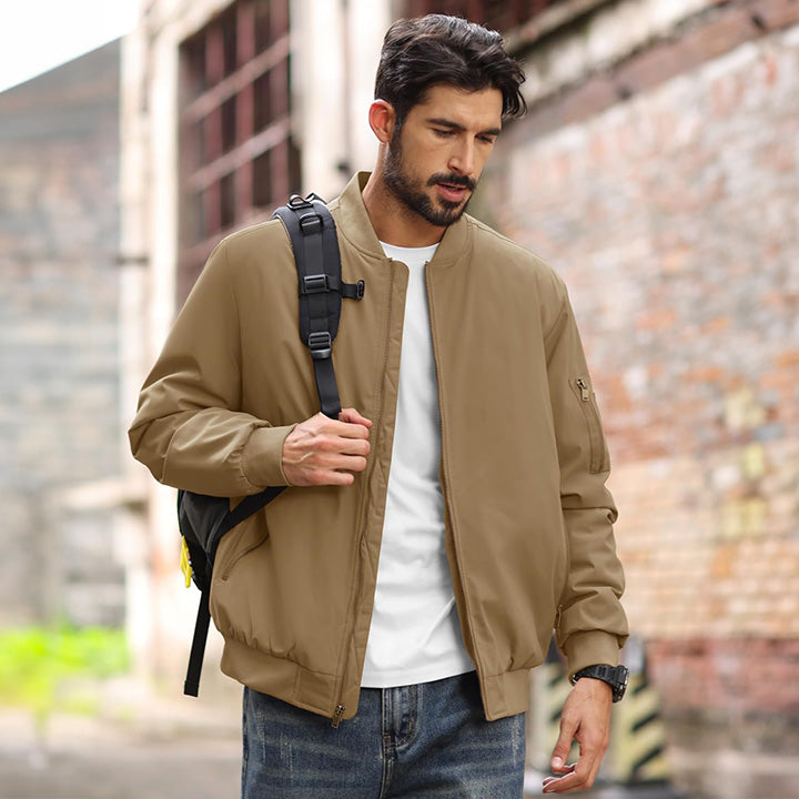 Men's Lightweight Casual Zip-Up Bomber Jacket - Versatile Windbreaker for Everyday Style, Comfort & Outdoor Activities