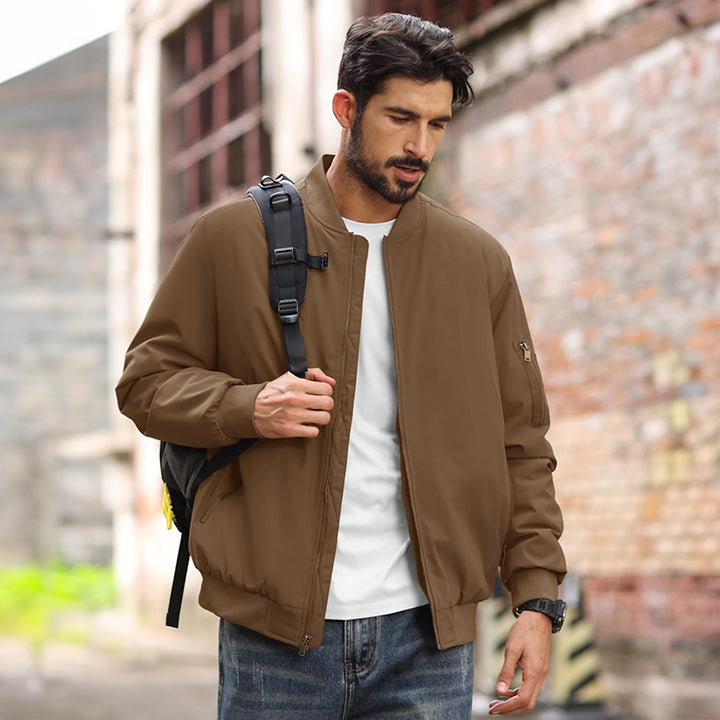 Men's Lightweight Casual Zip-Up Bomber Jacket - Versatile Windbreaker for Everyday Style, Comfort & Outdoor Activities