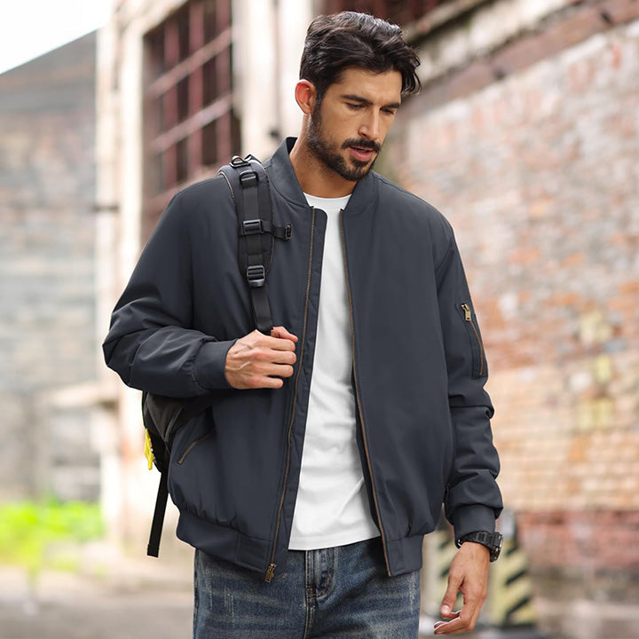 Men's Lightweight Casual Zip-Up Bomber Jacket - Versatile Windbreaker for Everyday Style, Comfort & Outdoor Activities