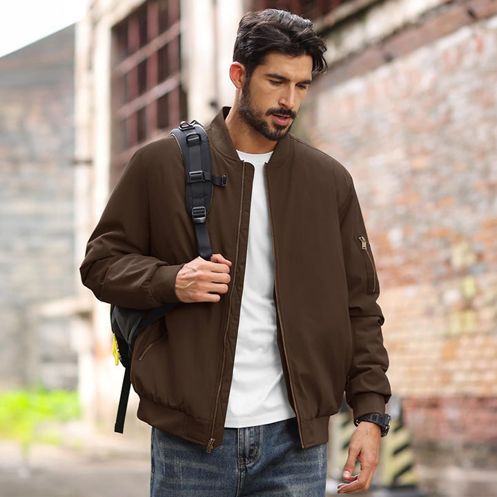 Men's Lightweight Casual Zip-Up Bomber Jacket - Versatile Windbreaker for Everyday Style, Comfort & Outdoor Activities