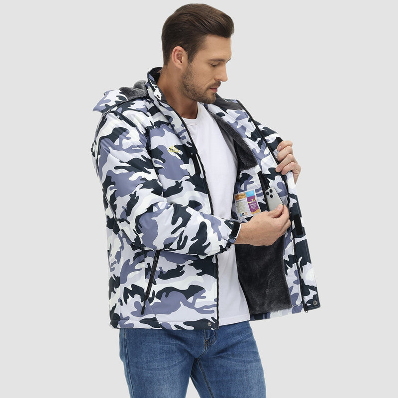 Men's Insulated Water-Repellent Winter Ski Jacket with Fleece Lining - Breathable & Stylish Outerwear for Cold Weather Adventures