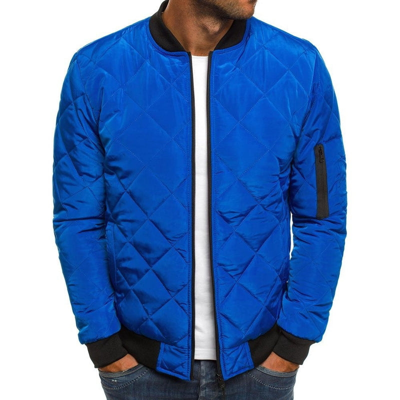 Men's Lightweight Quilted Bomber Jacket with Diamond Stitching - Versatile All-Season Style and Comfort