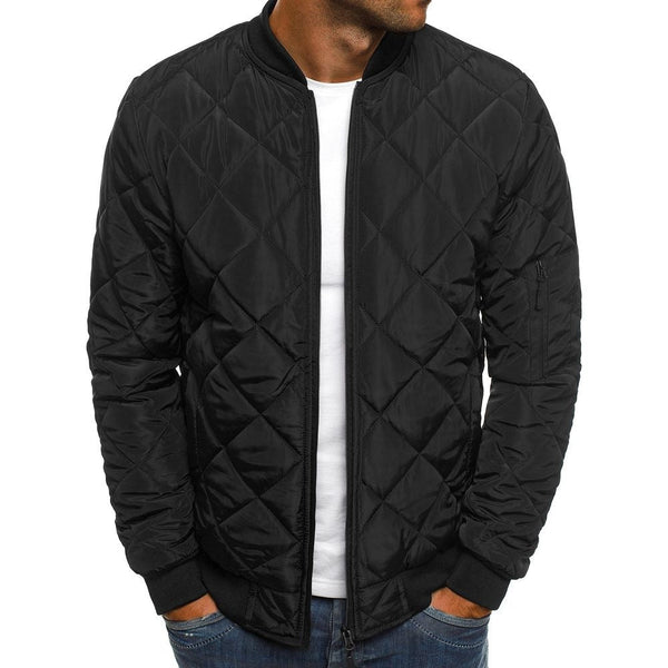 Men's Lightweight Quilted Bomber Jacket with Diamond Stitching - Versatile All-Season Style and Comfort