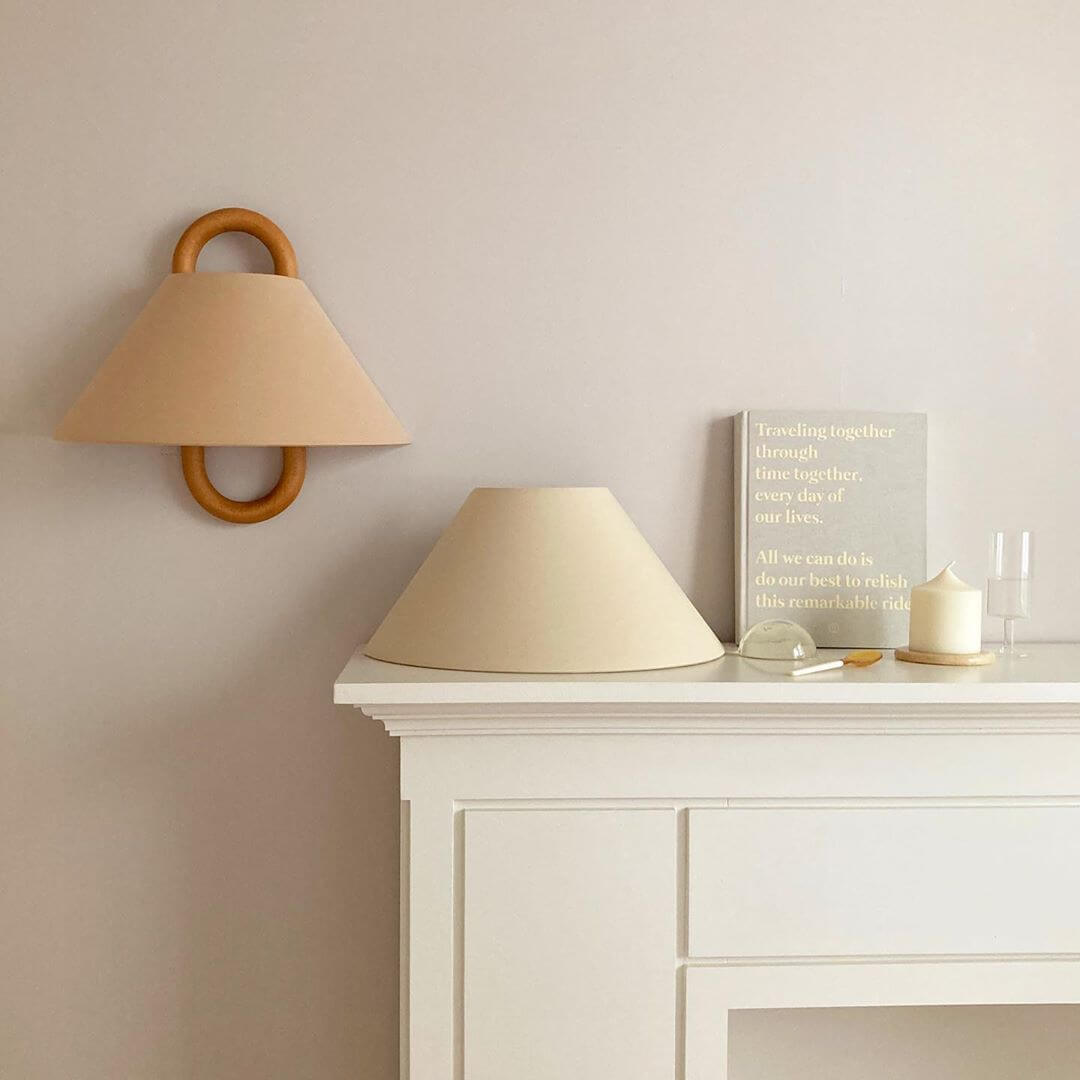 Nordic Wooden Wall Lamp | Minimalist Fabric Shade Sconce
