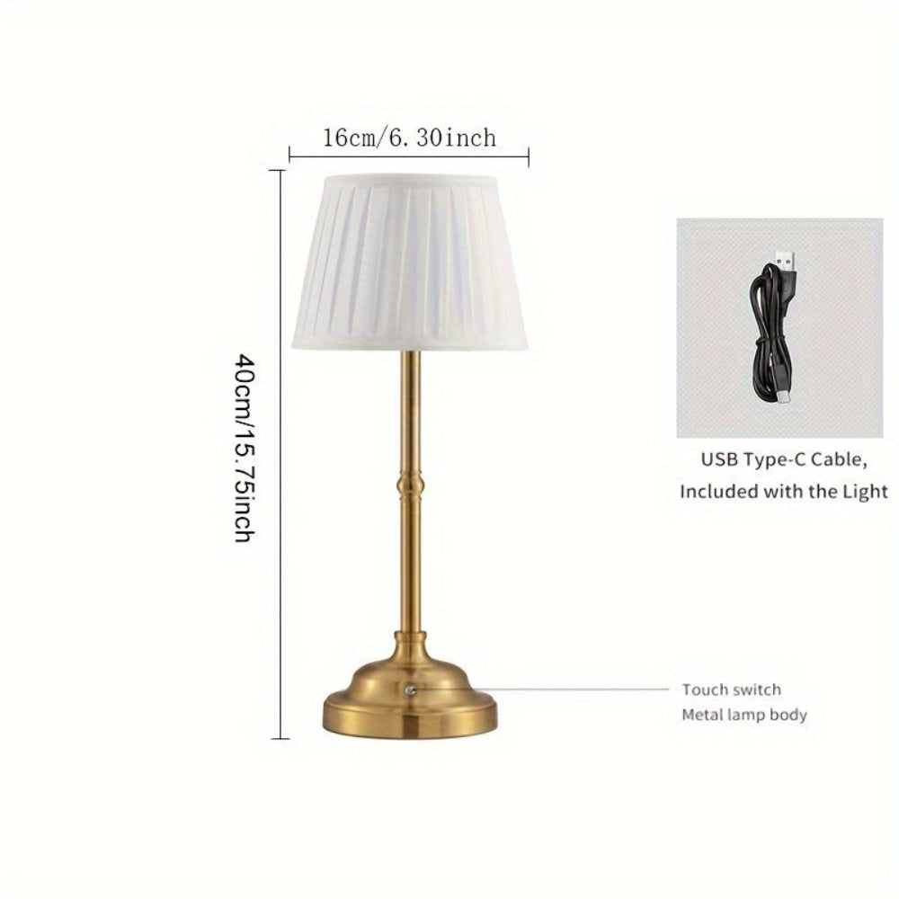 Table Lamp Cordless Rechargeable Brass LED Touch Dimmable