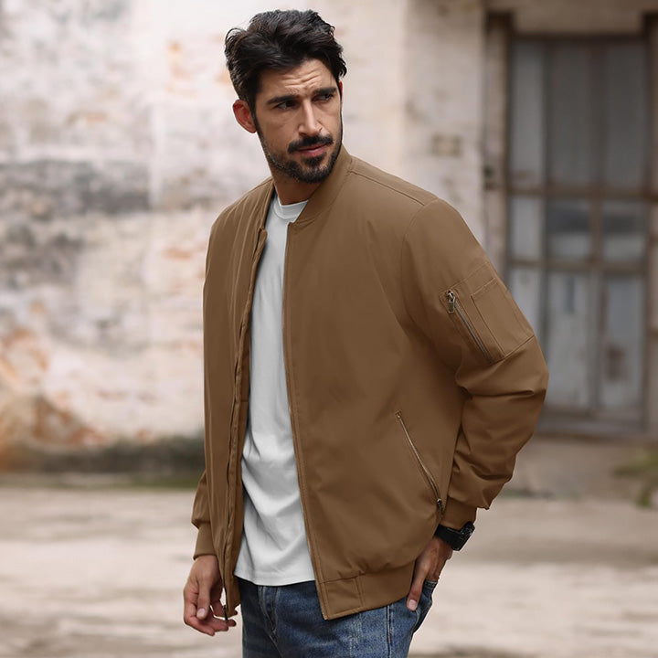 Men's Lightweight Casual Zip-Up Bomber Jacket - Versatile Windbreaker for Everyday Style, Comfort & Outdoor Activities
