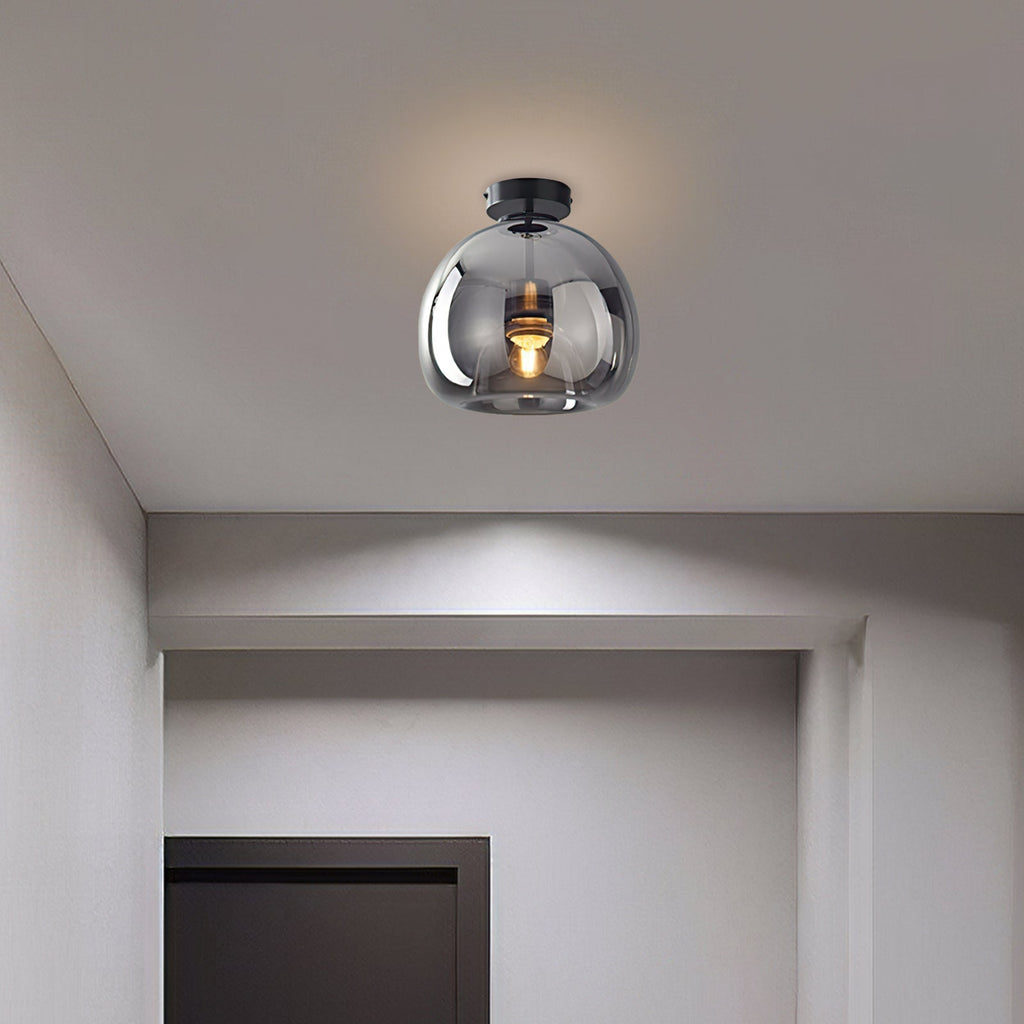 Vintage Bubble Glass Ceiling Light | Retro Amber Glass Pendant