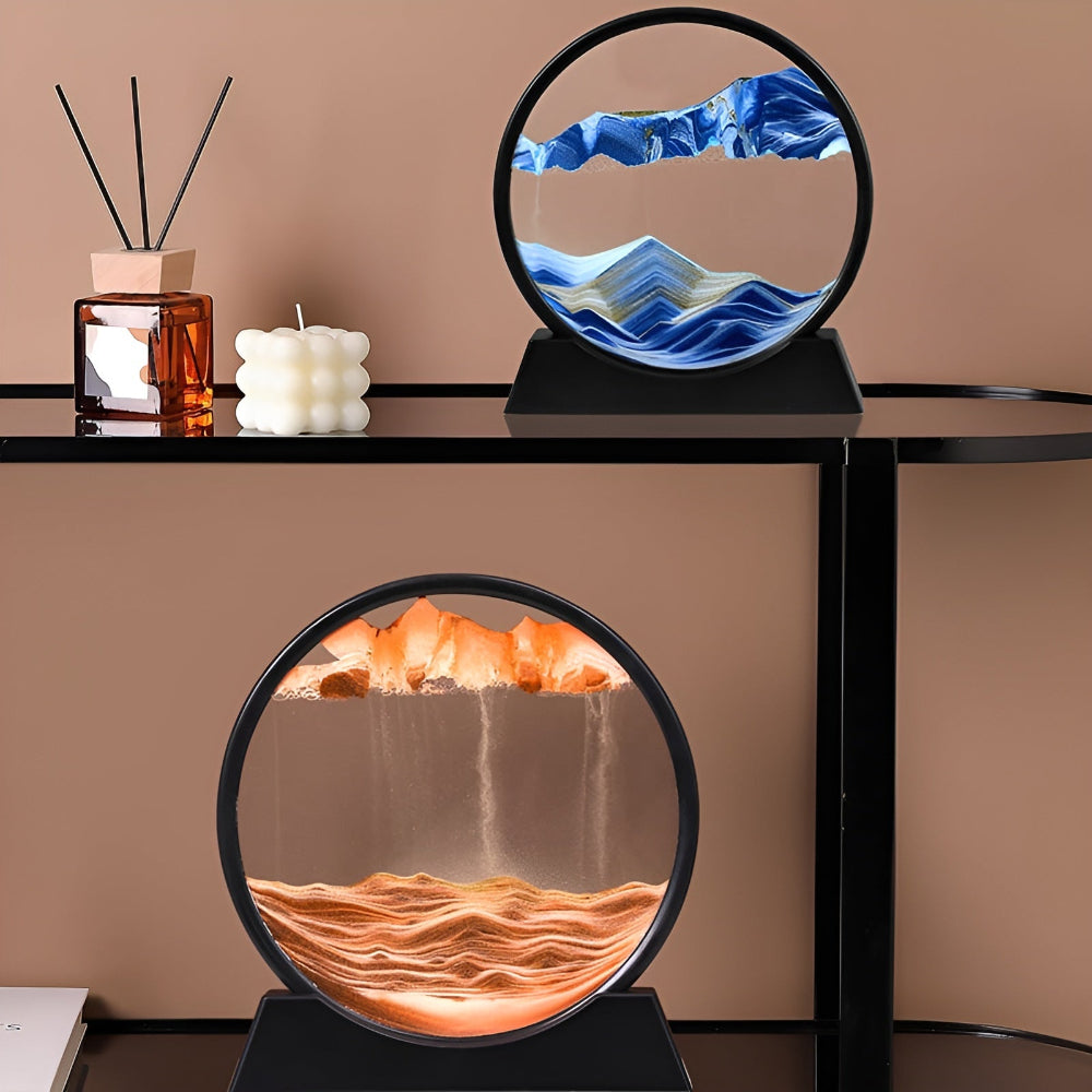 Home Decor Sand Art Moving Glass Display Table Sculpture