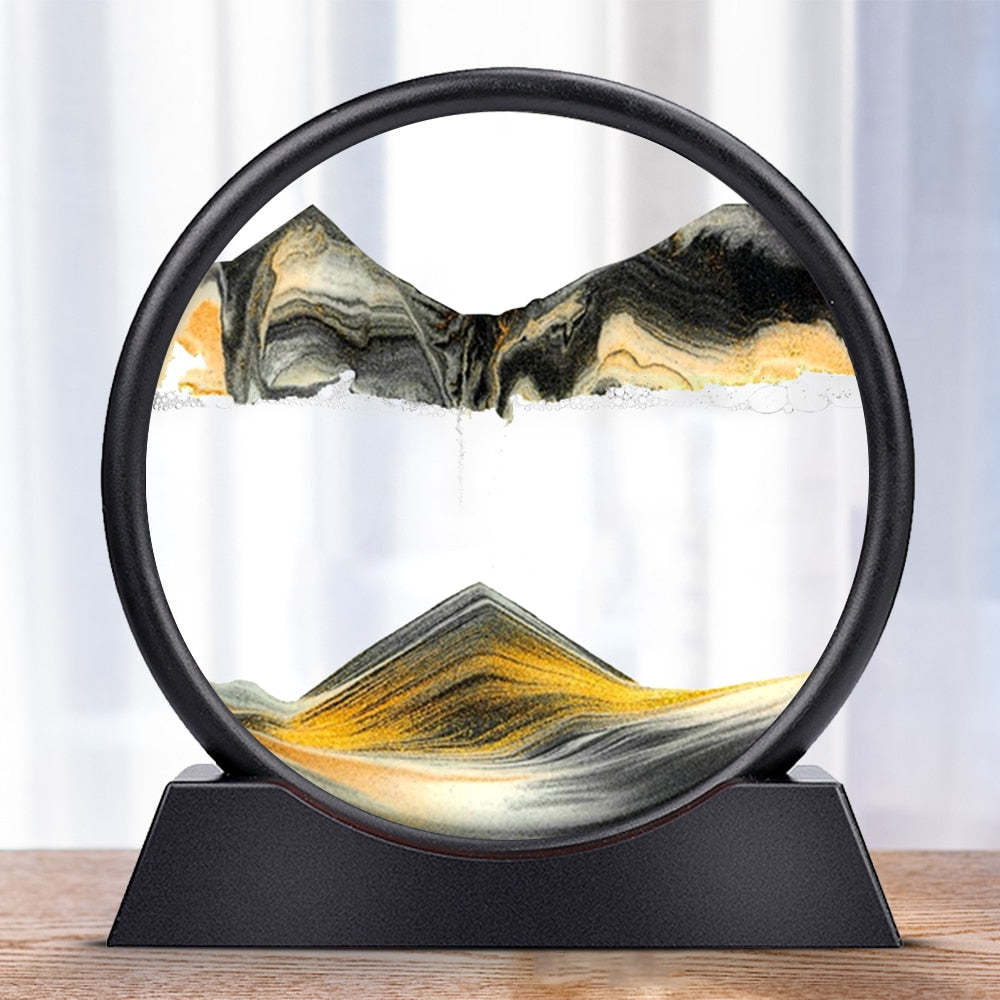Home Decor Sand Art Moving Glass Display Table Sculpture