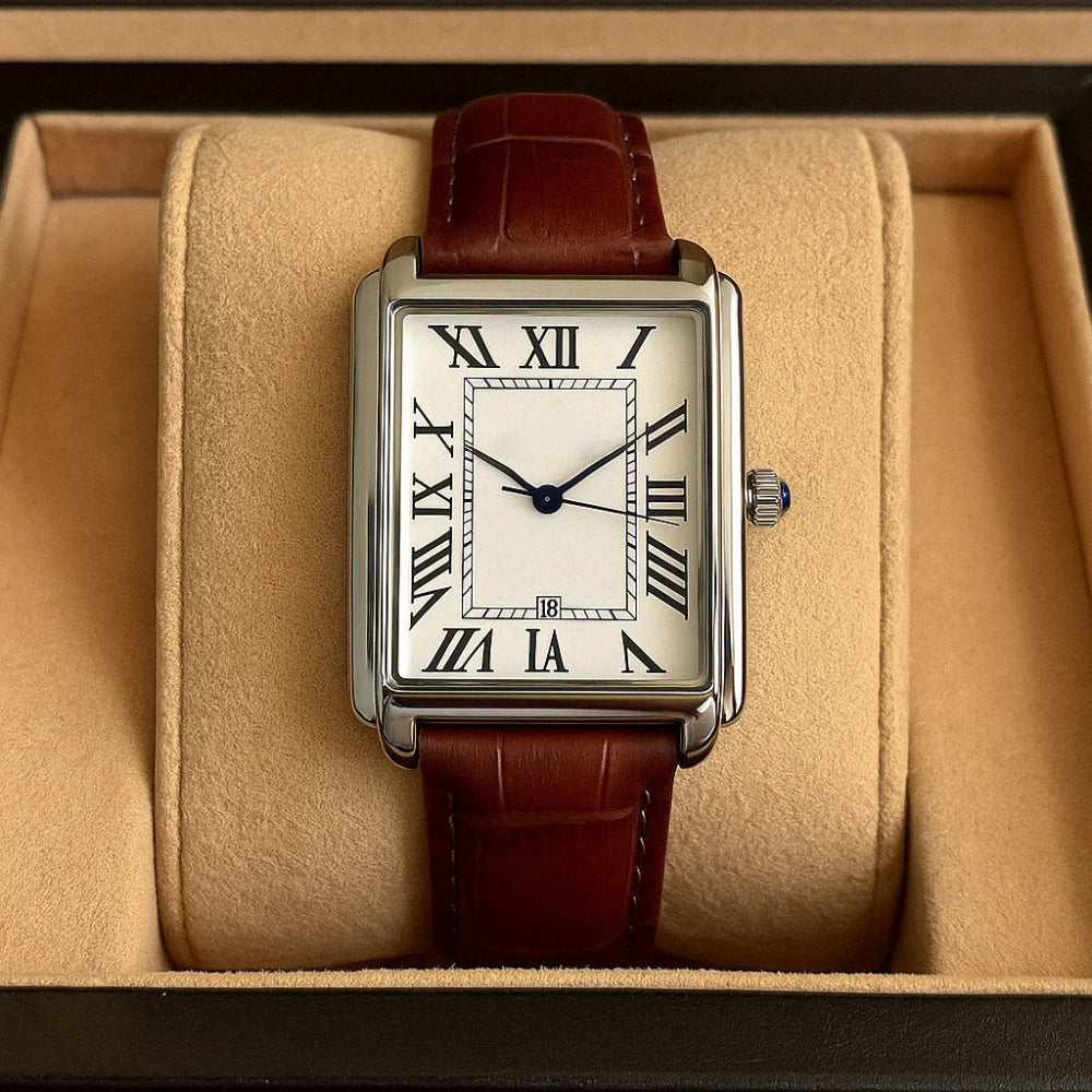 Men's Classic Dress Watch Square Analog Retro Style