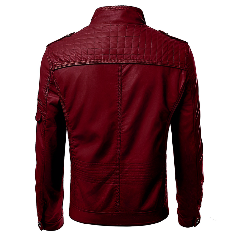 Men's Slim Fit Leather Jacket with Zip Pockets & Stand Collar - Stylish, Durable Outerwear for Every Occasion