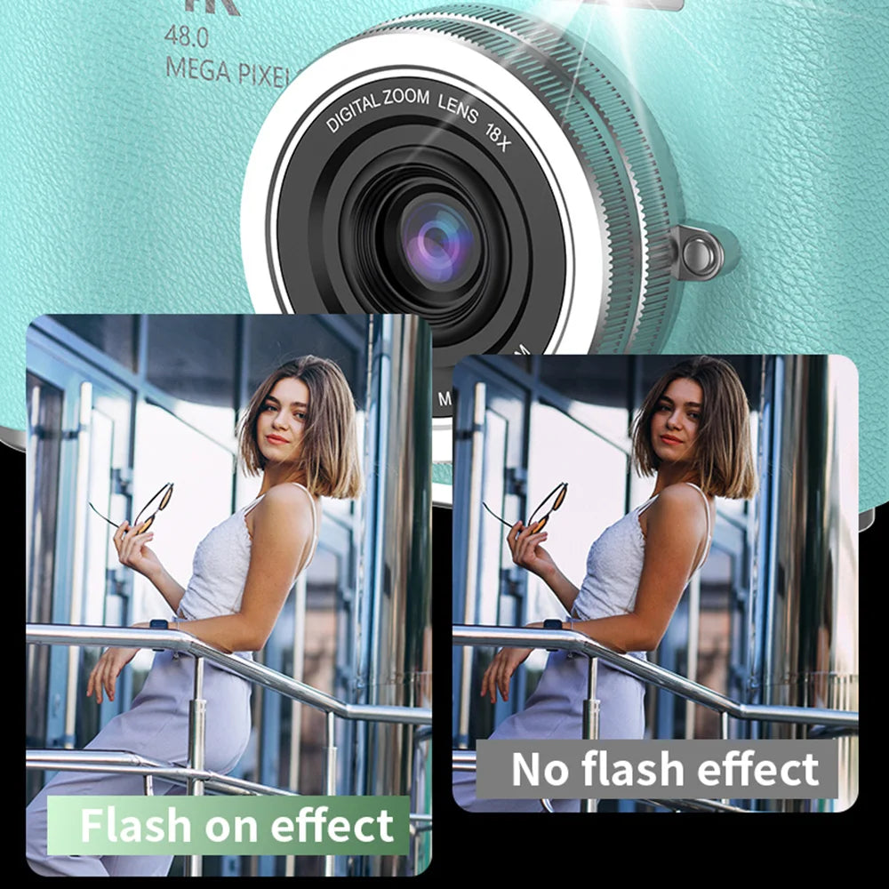 Digital Camera 4K Flip Screen 48MP 8X Zoom Compact Photo Video