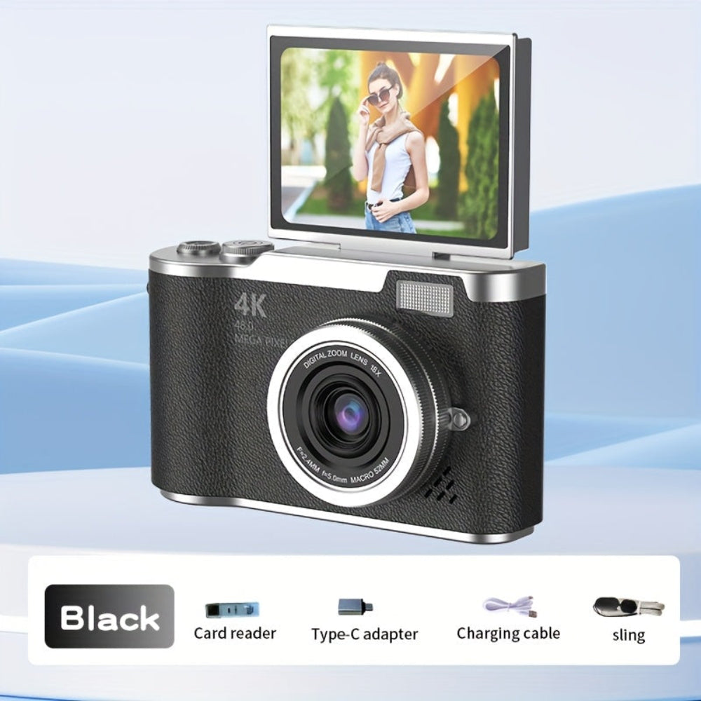 Camera Digital Vlogging 4K Compact Flip Screen Recording