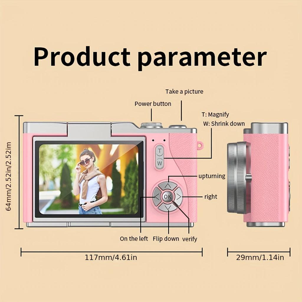 Camera Digital Vlogging 4K Compact Flip Screen Recording