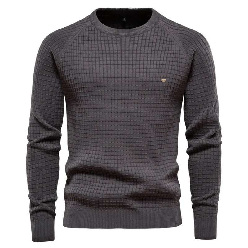 Men's Classic Slim Fit Textured Knit Crew Neck Sweater - Stylish & Comfortable Jumper for Every Occasion