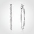Earrings Mothers Day Gift Diamond Oval Hoop Sterling Silver
