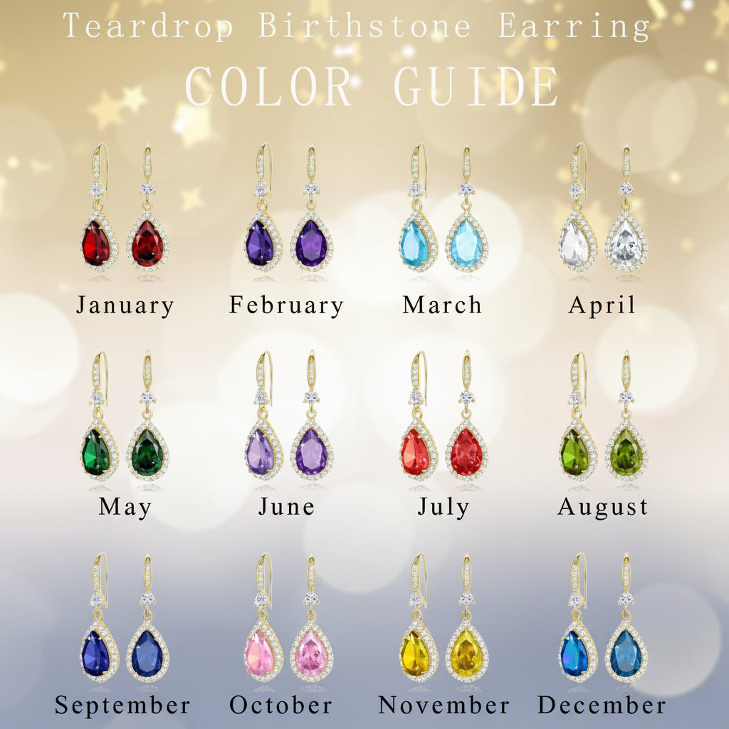 Earrings Mothers Day Gift Birthstone Teardrop Dangle Jewelry