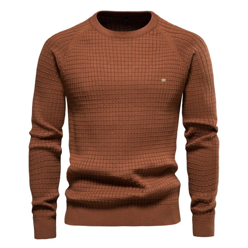 Men's Classic Slim Fit Textured Knit Crew Neck Sweater - Stylish & Comfortable Jumper for Every Occasion
