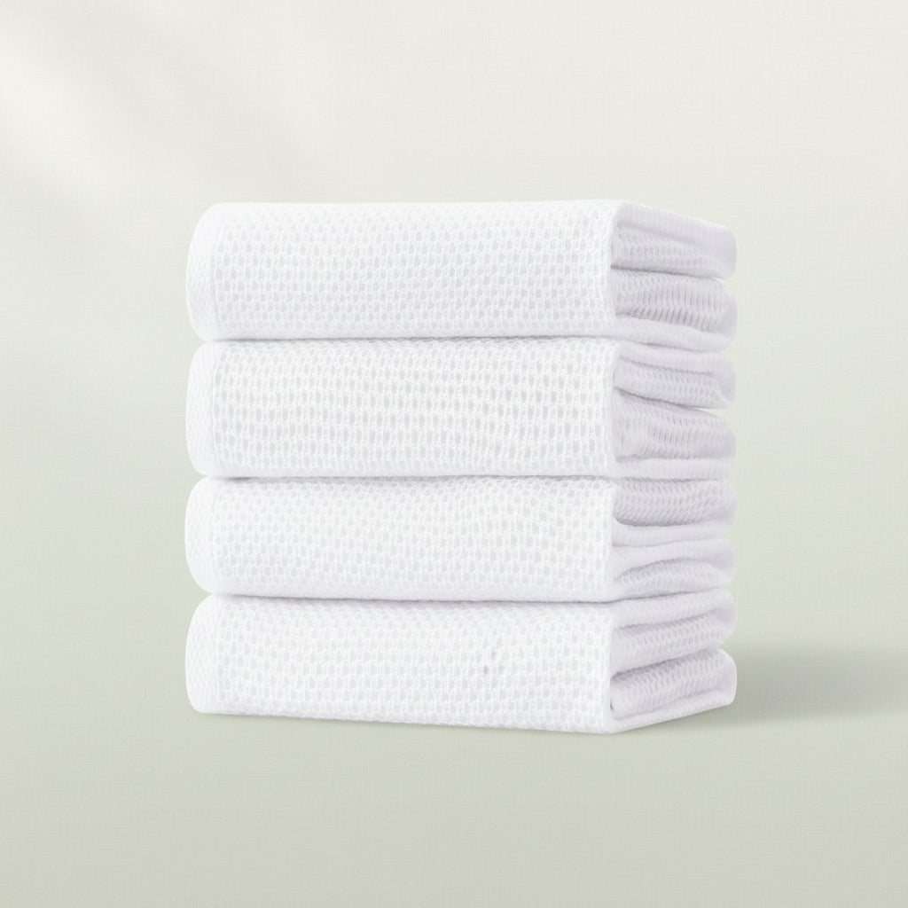 Soft Cotton Dish Cloths Set Absorbent Honeycomb Waffle Weave