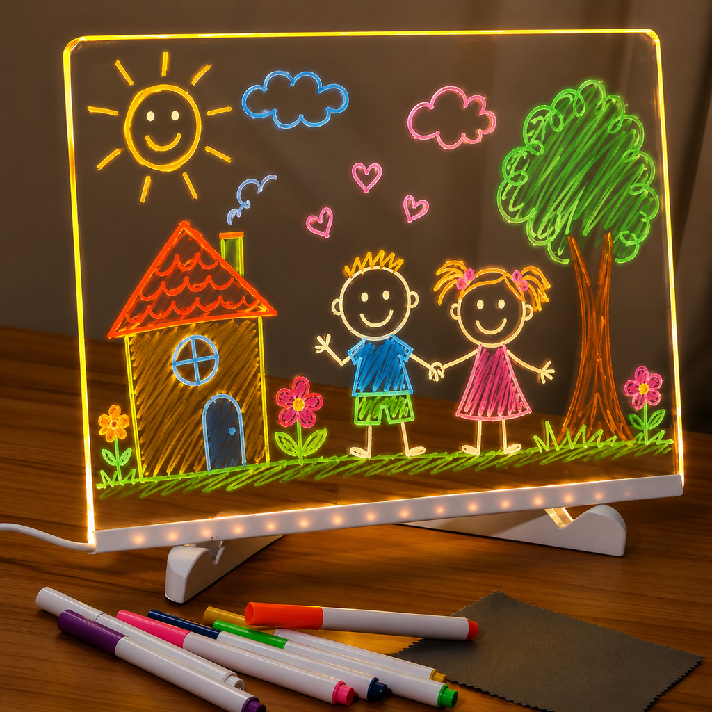 Wall Art LED Drawing Board Kids Reusable Light Up Writing Tablet