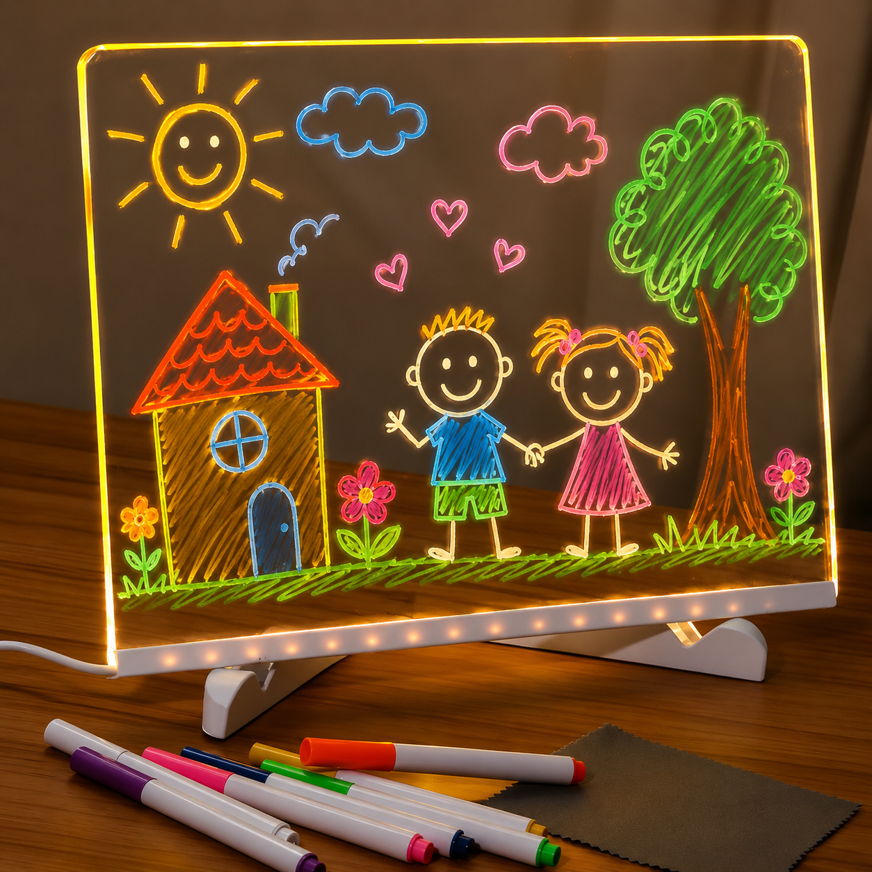 Wall Art LED Drawing Board Kids Reusable Light Up Writing Tablet
