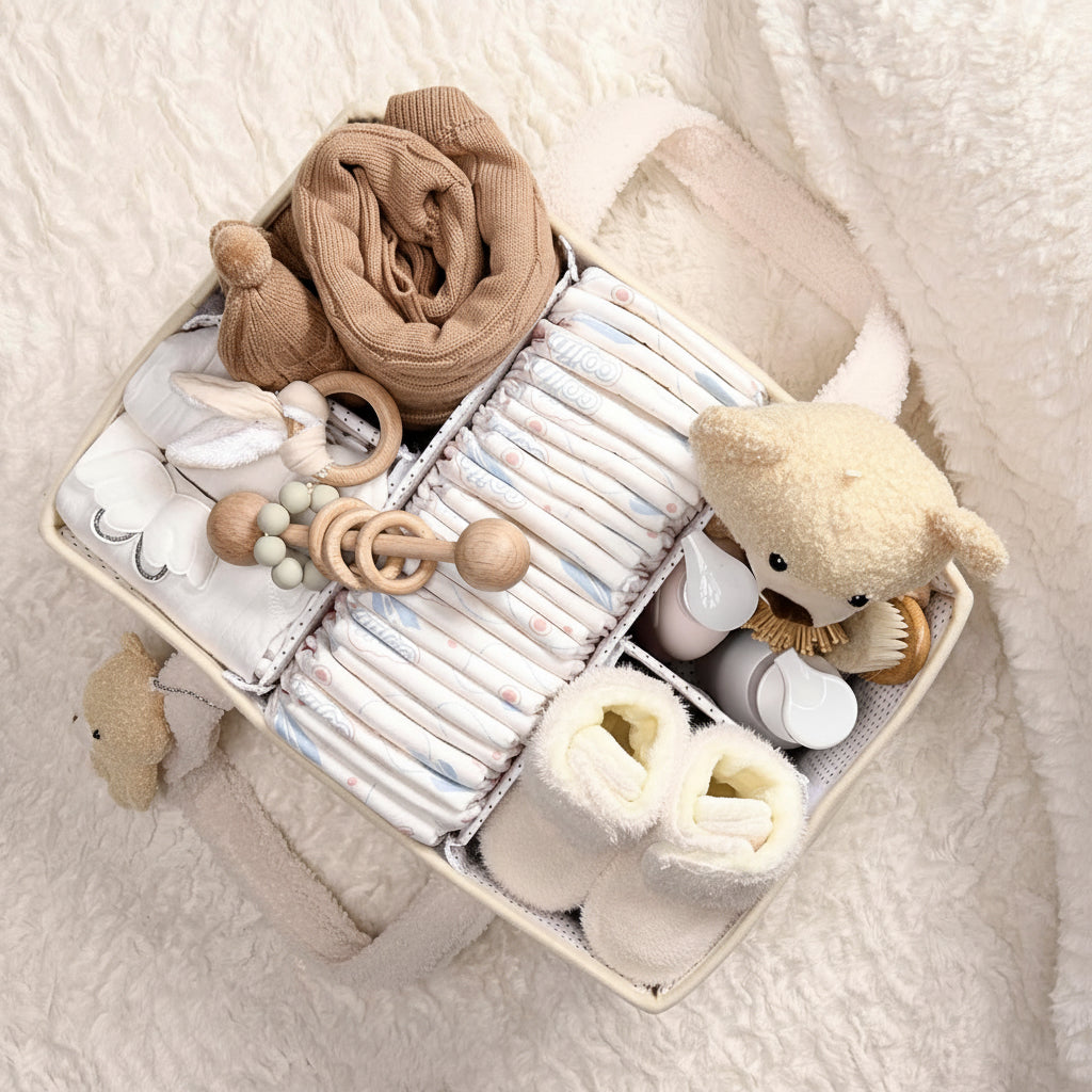Diaper Caddy Organizer Plush Sherpa Baby Storage Basket