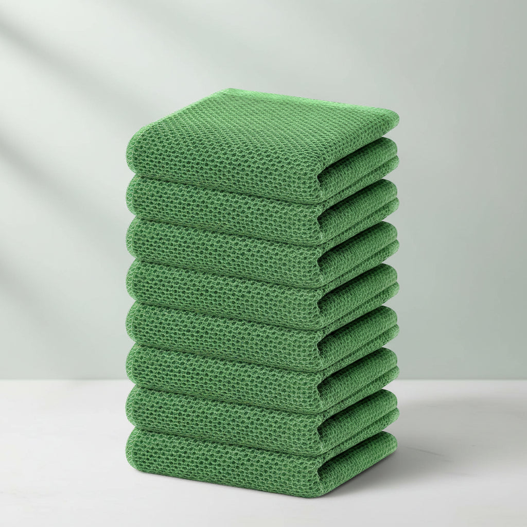 Soft Cotton Dish Cloths Set Absorbent Honeycomb Waffle Weave