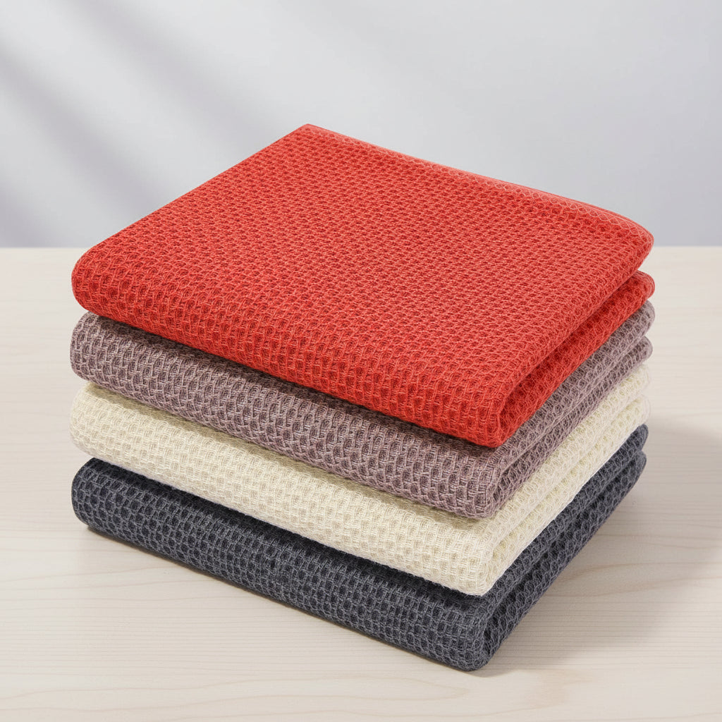 Soft Cotton Dish Cloths Set Absorbent Honeycomb Waffle Weave
