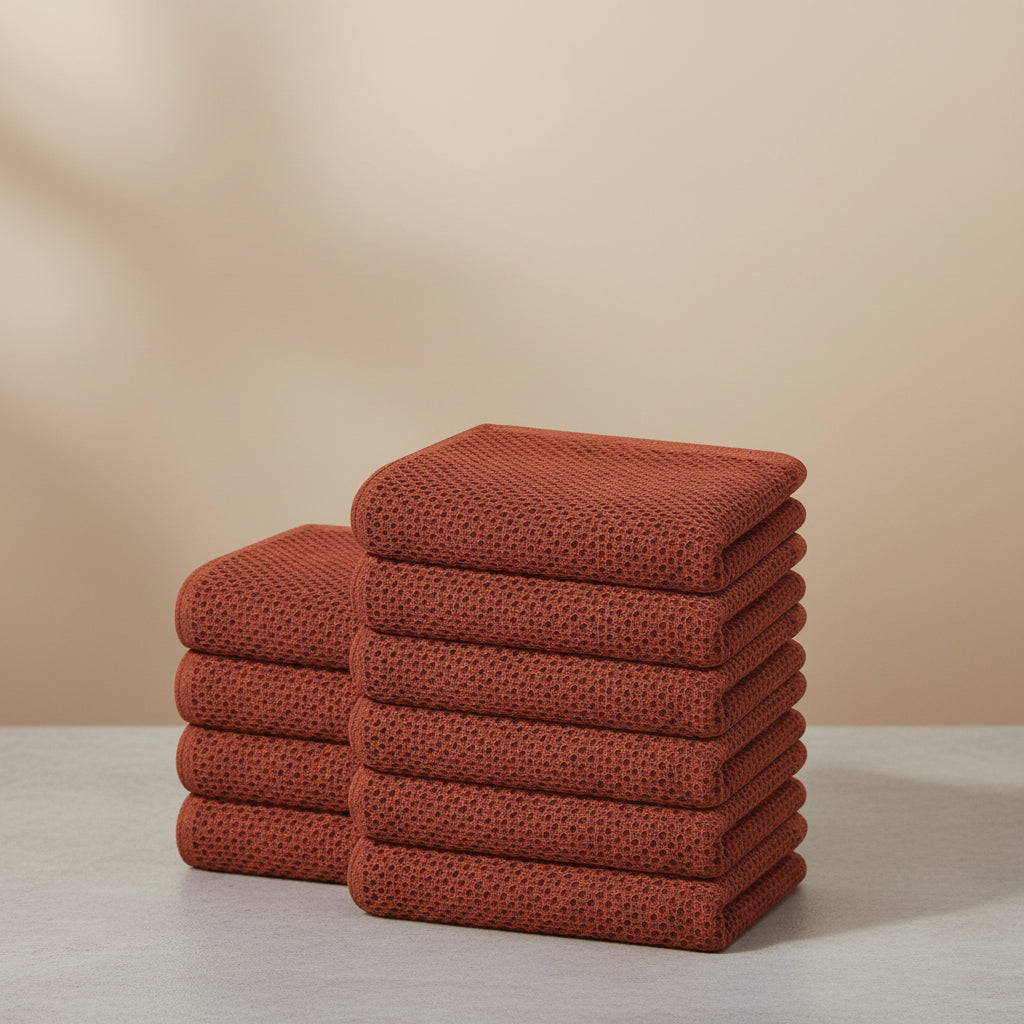 Soft Cotton Dish Cloths Set Absorbent Honeycomb Waffle Weave