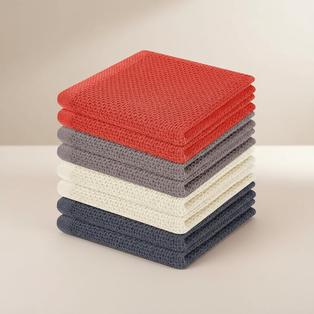 Soft Cotton Dish Cloths Set Absorbent Honeycomb Waffle Weave