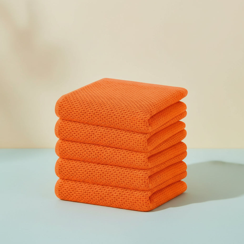 Soft Cotton Dish Cloths Set Absorbent Honeycomb Waffle Weave