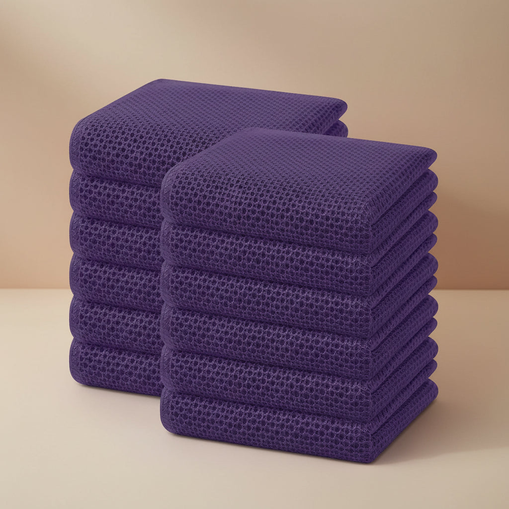 Soft Cotton Dish Cloths Set Absorbent Honeycomb Waffle Weave
