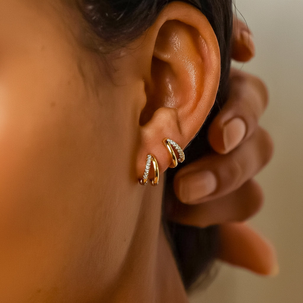 Earrings Mothers Day Gift Gold Huggie Hoop Jewelry Set