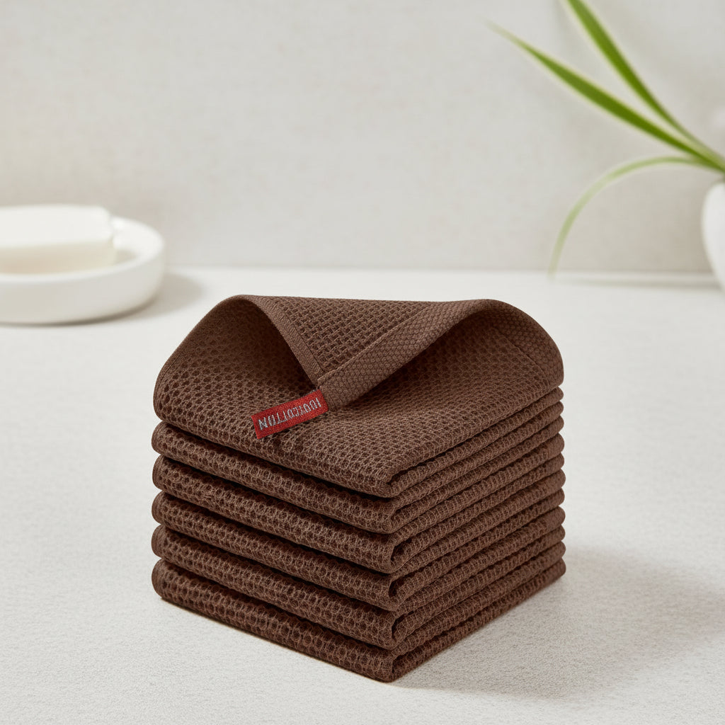 Soft Cotton Dish Cloths Set Absorbent Honeycomb Waffle Weave