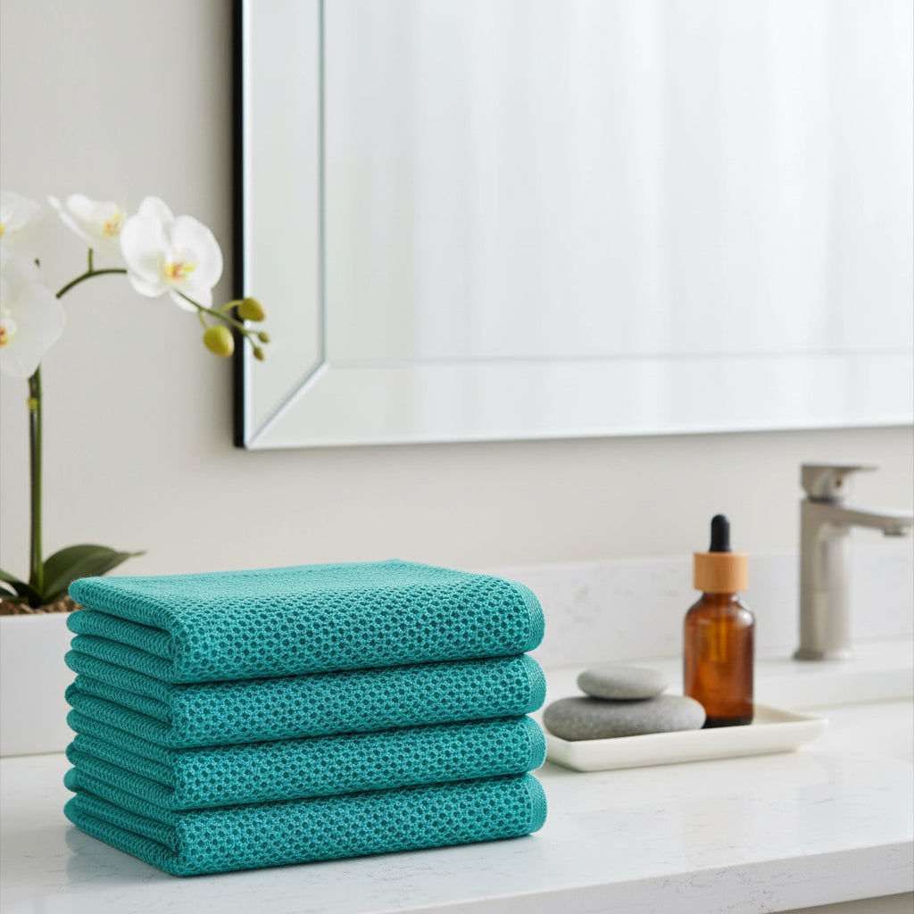 Soft Cotton Dish Cloths Set Absorbent Honeycomb Waffle Weave