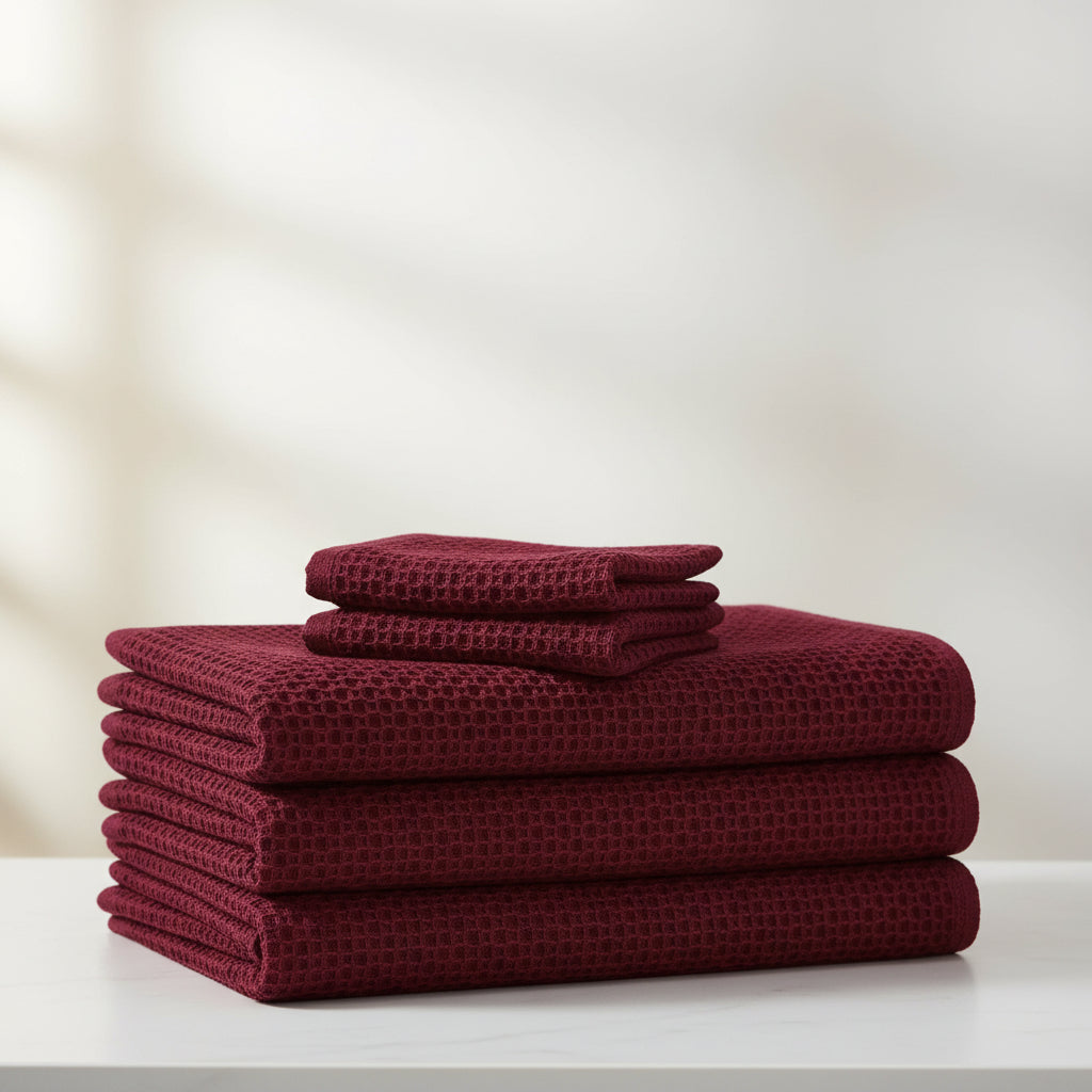 Soft Cotton Dish Cloths Set Absorbent Honeycomb Waffle Weave