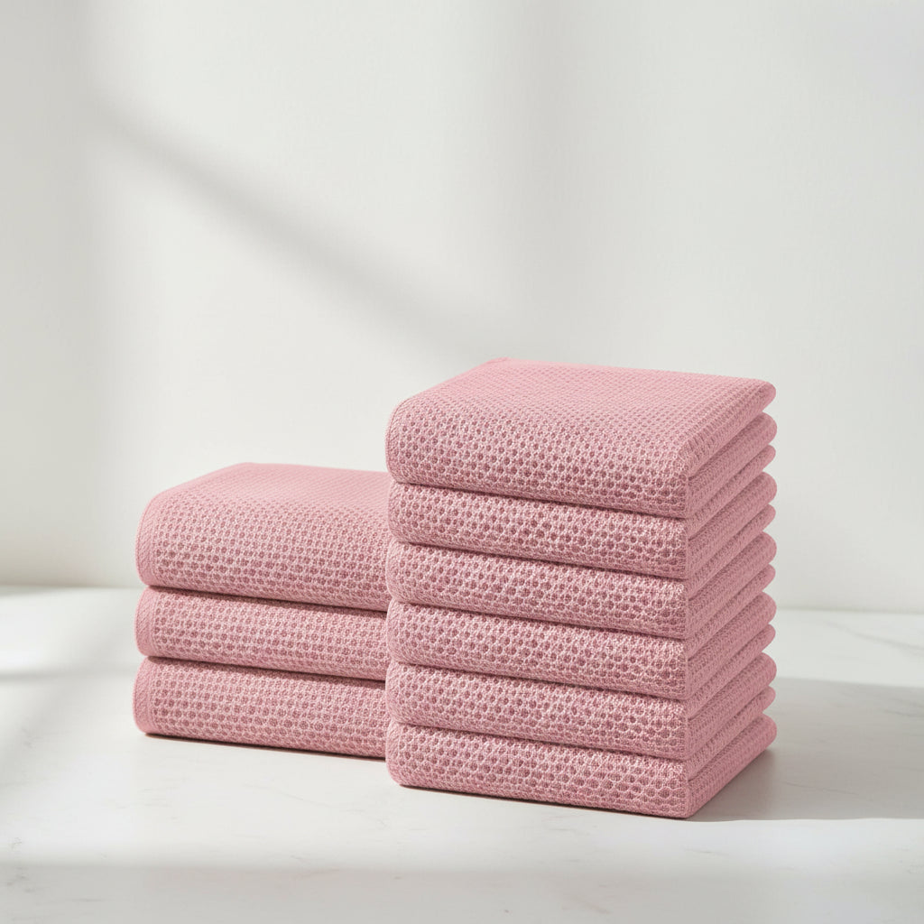 Soft Cotton Dish Cloths Set Absorbent Honeycomb Waffle Weave