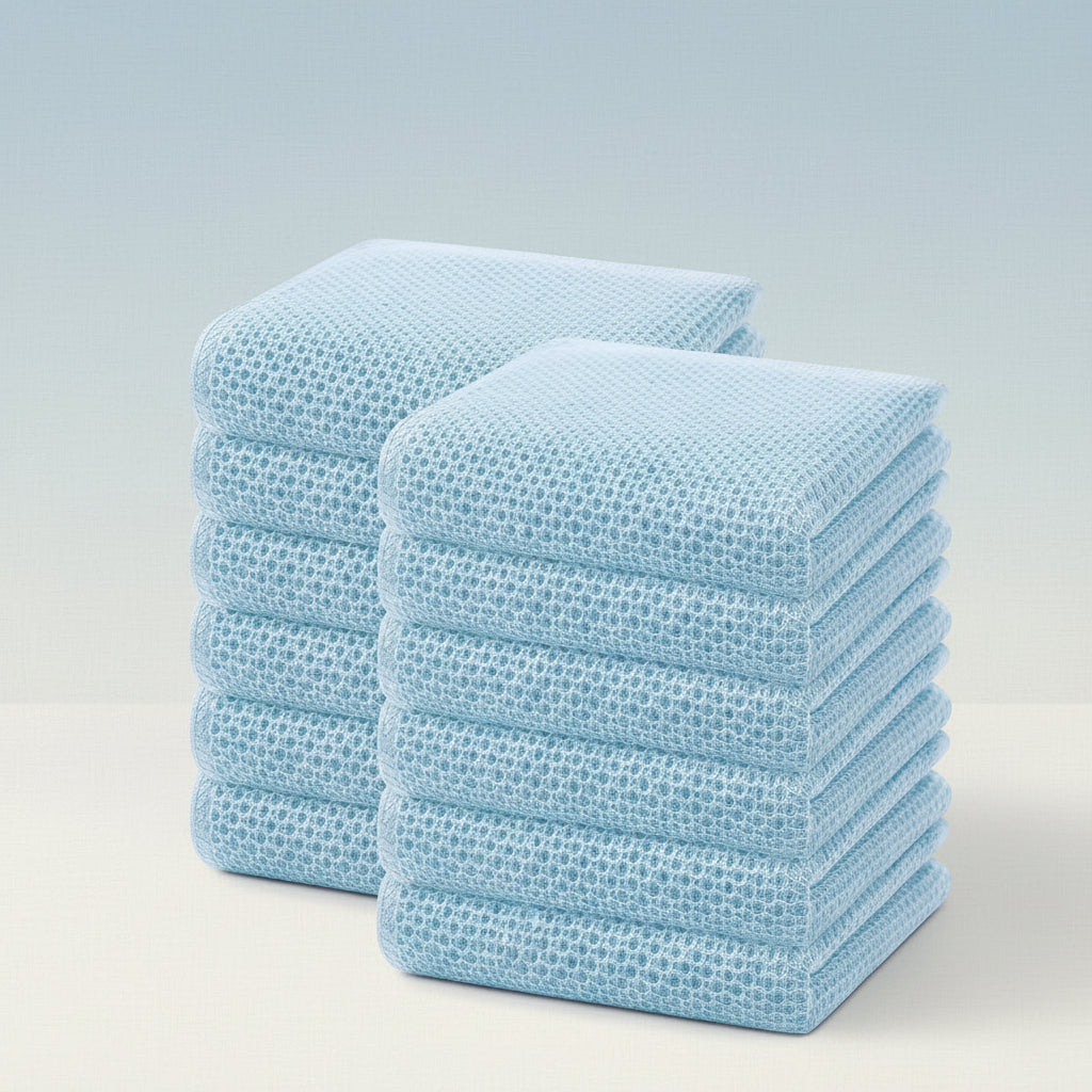Soft Cotton Dish Cloths Set Absorbent Honeycomb Waffle Weave