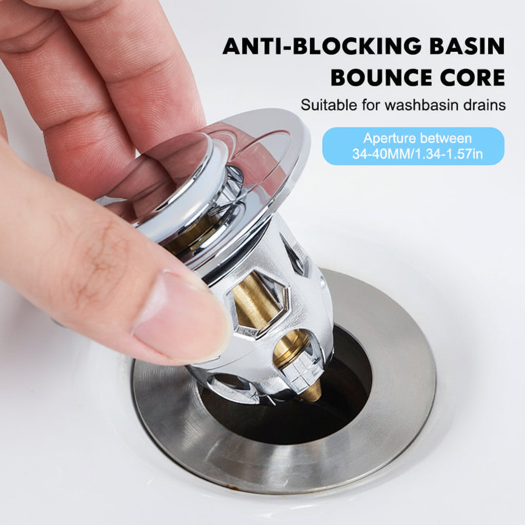 Sink Drain Stopper Pop Up Stainless Steel Anti Clog Bathroom Plug