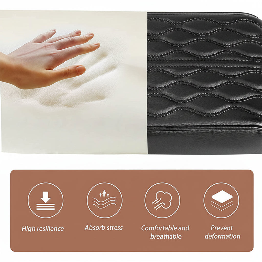 Car Armrest Cushion Memory Foam Leather Center Console Cover