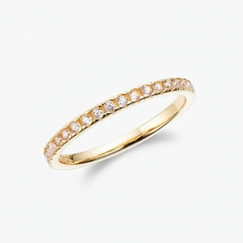 Stacking Ring Geometric Silver Band Cubic Zirconia