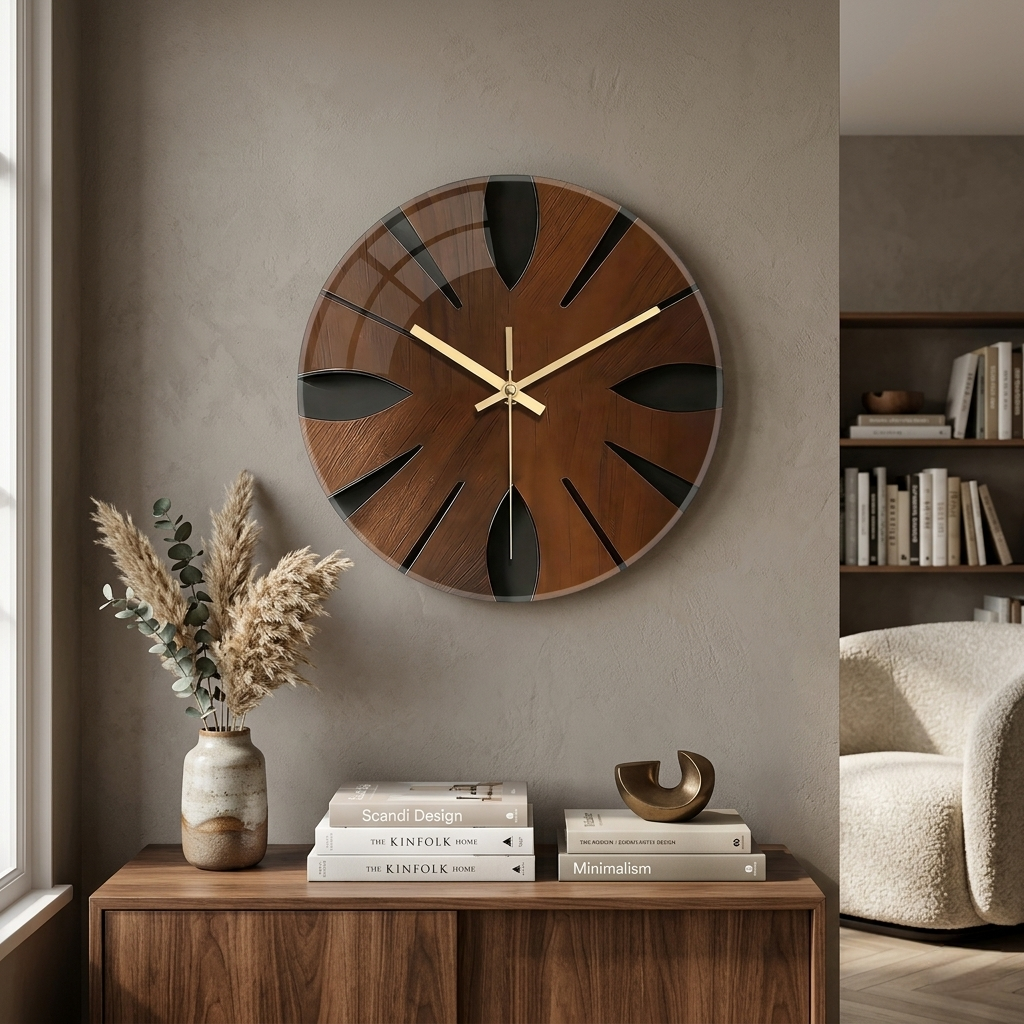 Artistic Wooden Wall Clock | Silent & Elegant Home Décor