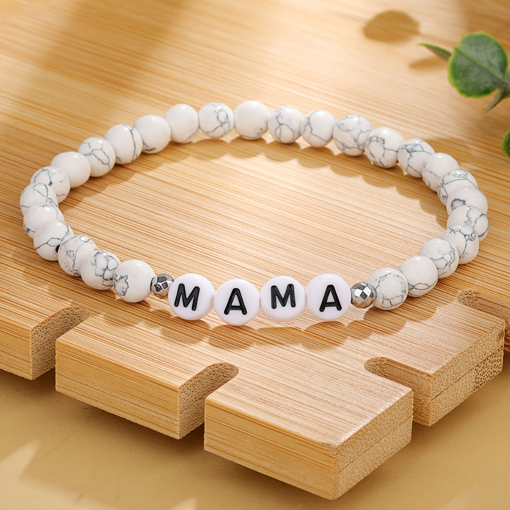 Beaded Bracelet Mothers Day Gift Name Letter Stretch Jewelry
