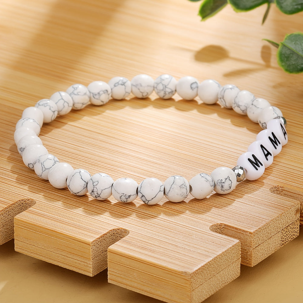 Beaded Bracelet Mothers Day Gift Name Letter Stretch Jewelry