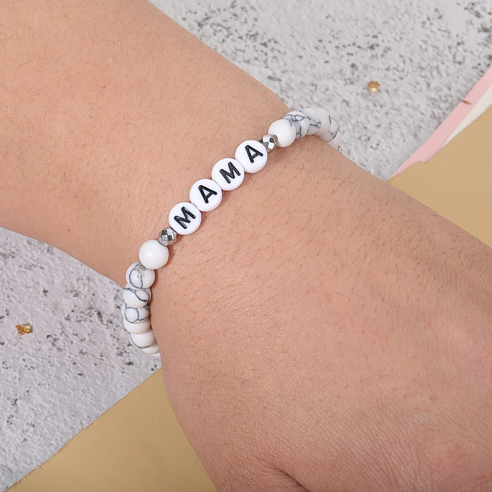 Beaded Bracelet Mothers Day Gift Name Letter Stretch Jewelry
