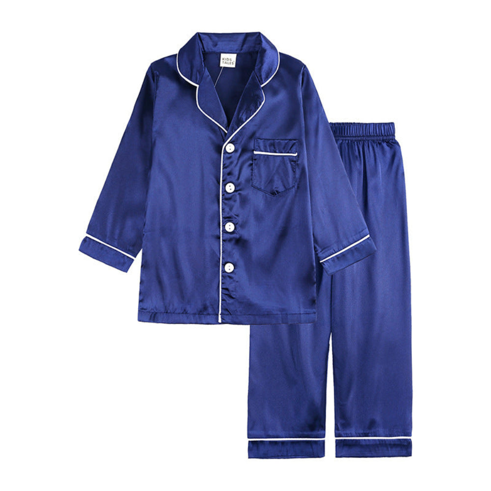 Kids Pajama Set Button Top Pants Sleepwear