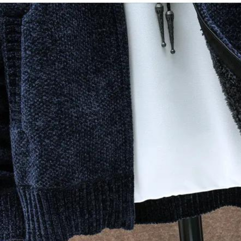 Men's Cozy Striped Fleece-Lined Zip Hoodie with Adjustable Drawstring Hood – Stylish Fall/Winter Outerwear for Ultimate Comfort