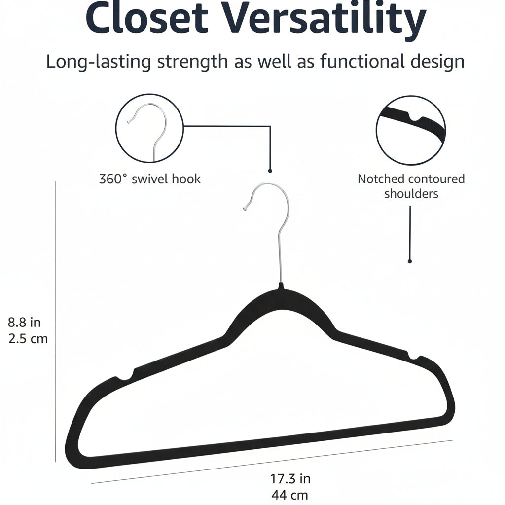 Clothes Hangers Velvet Non Slip Slim Closet Organizer Set