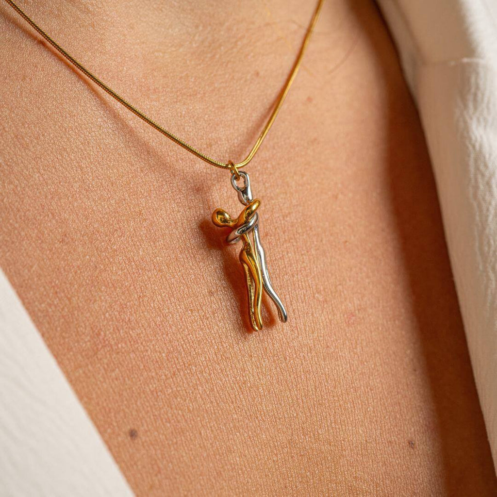 Necklace Couple Pendant Gold Silver Stainless Steel Love Jewelry